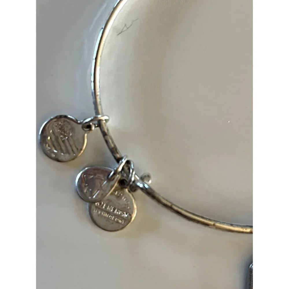 Alex and Ani Silver Tone Warrior's Will Gladiolus Charm Bracelet